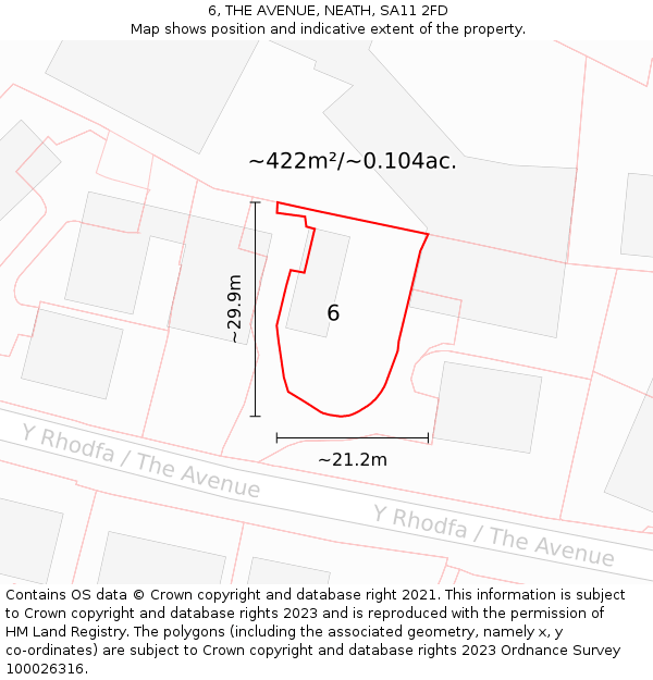 6, THE AVENUE, NEATH, SA11 2FD: Plot and title map