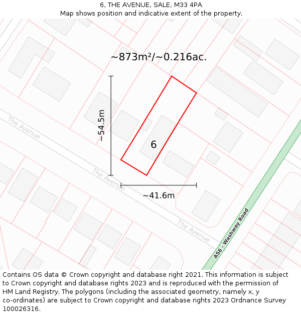 6, THE AVENUE, SALE, M33 4PA: Plot and title map