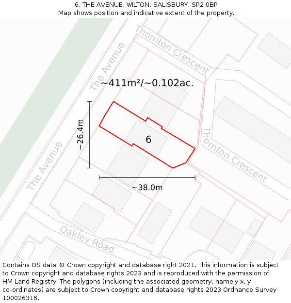 6, THE AVENUE, WILTON, SALISBURY, SP2 0BP: Plot and title map