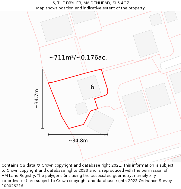 6, THE BRYHER, MAIDENHEAD, SL6 4GZ: Plot and title map