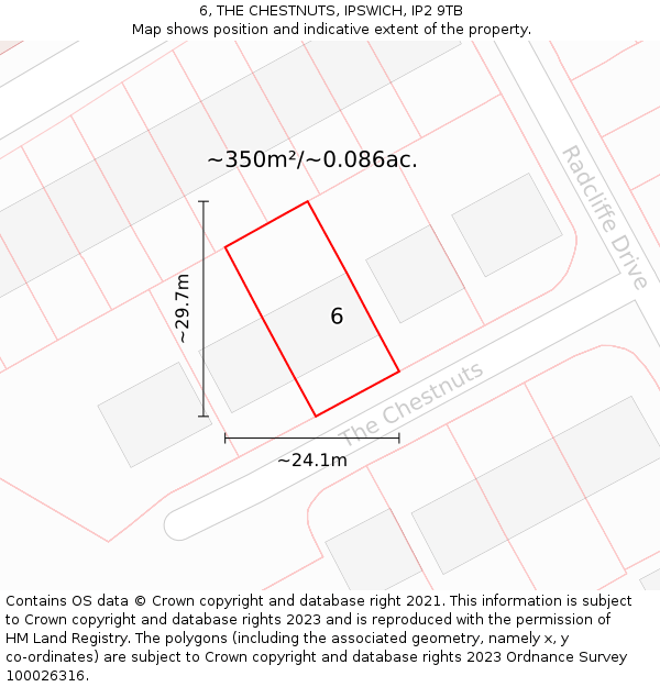 6, THE CHESTNUTS, IPSWICH, IP2 9TB: Plot and title map