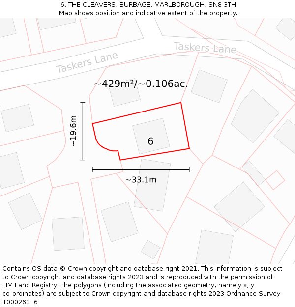 6, THE CLEAVERS, BURBAGE, MARLBOROUGH, SN8 3TH: Plot and title map