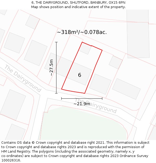 6, THE DAIRYGROUND, SHUTFORD, BANBURY, OX15 6PN: Plot and title map