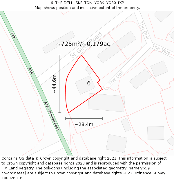 6, THE DELL, SKELTON, YORK, YO30 1XP: Plot and title map