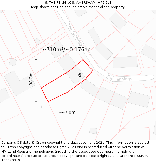 6, THE FENNINGS, AMERSHAM, HP6 5LE: Plot and title map