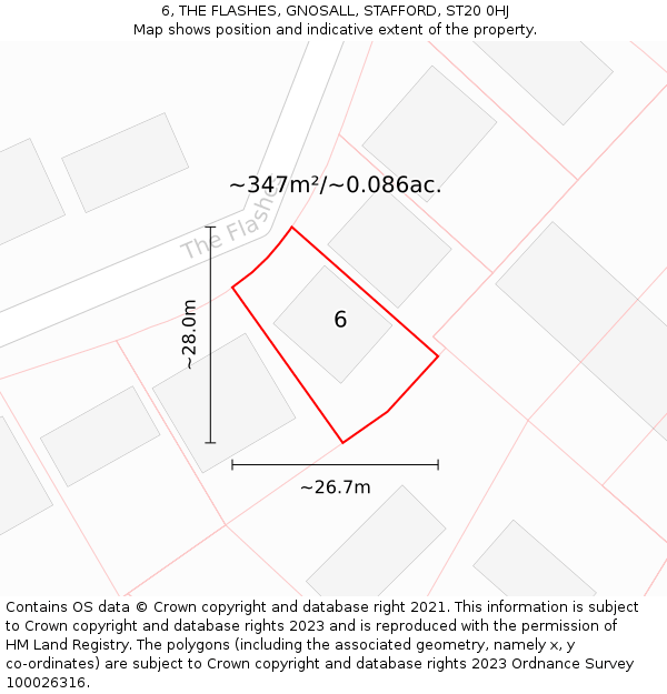 6, THE FLASHES, GNOSALL, STAFFORD, ST20 0HJ: Plot and title map