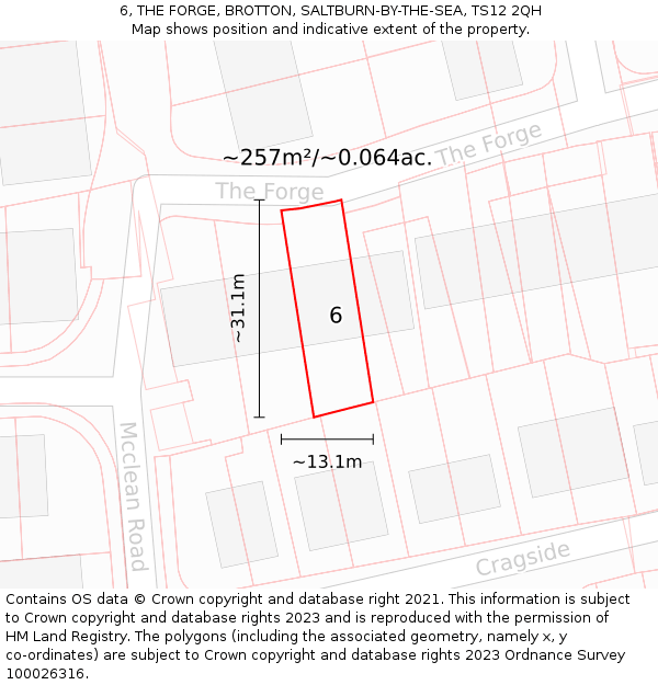 6, THE FORGE, BROTTON, SALTBURN-BY-THE-SEA, TS12 2QH: Plot and title map