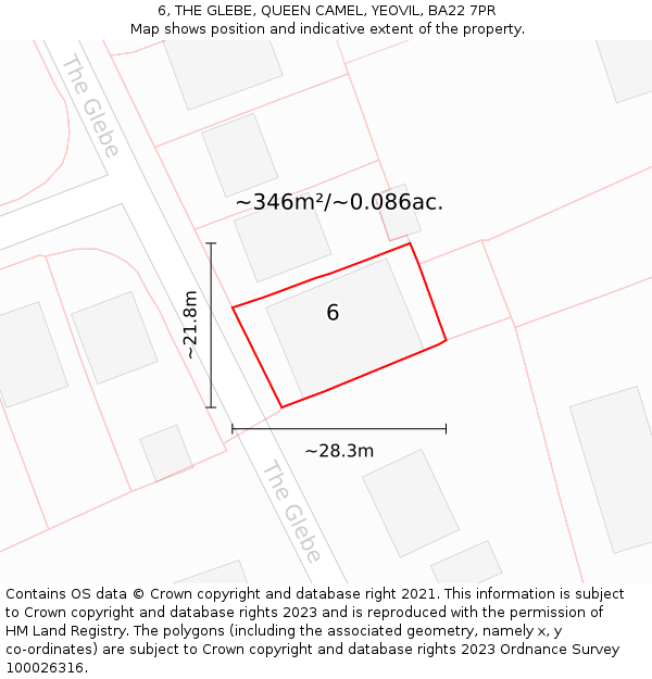 6, THE GLEBE, QUEEN CAMEL, YEOVIL, BA22 7PR: Plot and title map