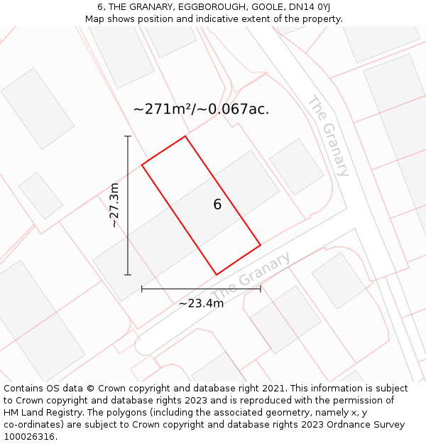 6, THE GRANARY, EGGBOROUGH, GOOLE, DN14 0YJ: Plot and title map