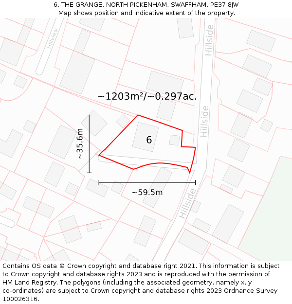 6, THE GRANGE, NORTH PICKENHAM, SWAFFHAM, PE37 8JW: Plot and title map