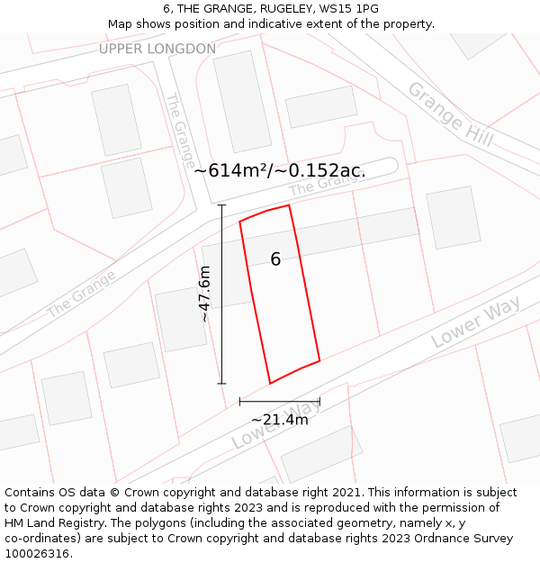 6, THE GRANGE, RUGELEY, WS15 1PG: Plot and title map