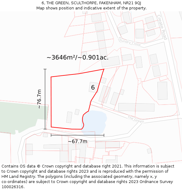 6, THE GREEN, SCULTHORPE, FAKENHAM, NR21 9QJ: Plot and title map