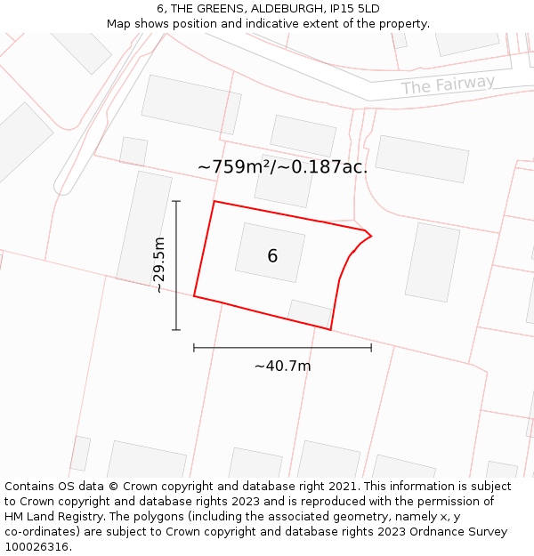 6, THE GREENS, ALDEBURGH, IP15 5LD: Plot and title map