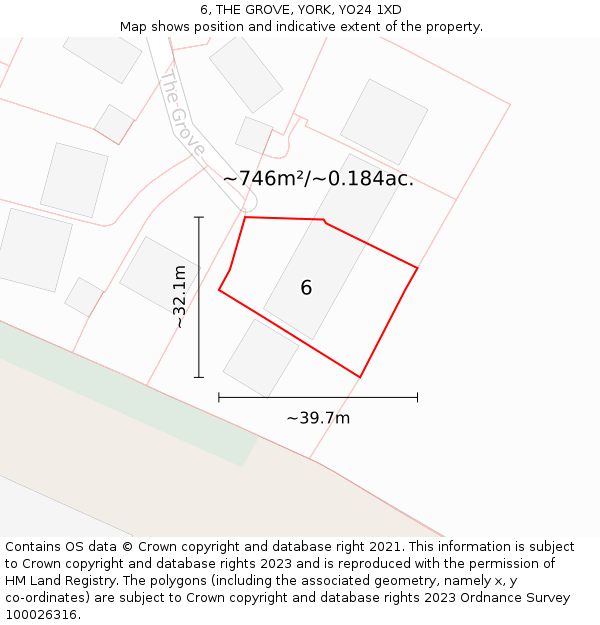 6, THE GROVE, YORK, YO24 1XD: Plot and title map