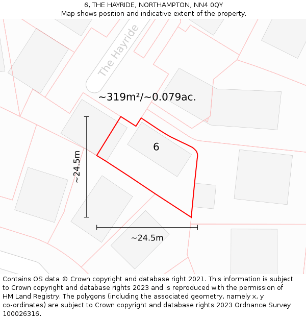 6, THE HAYRIDE, NORTHAMPTON, NN4 0QY: Plot and title map