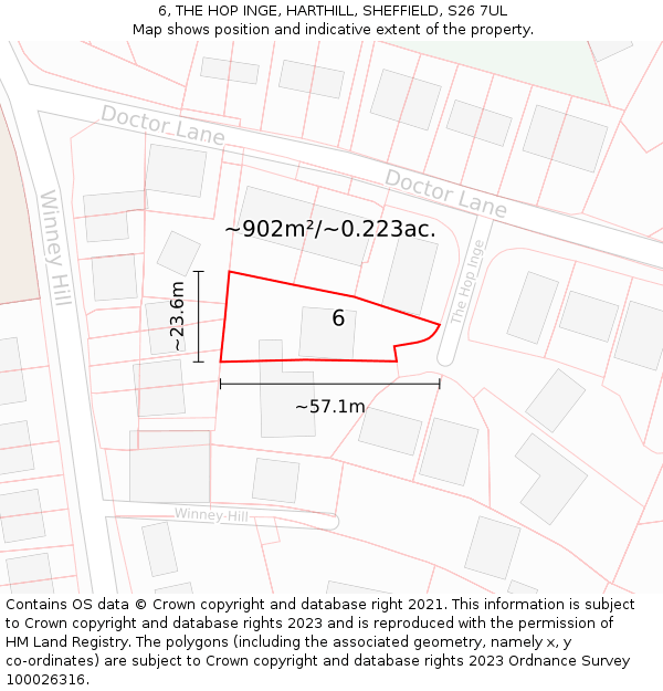 6, THE HOP INGE, HARTHILL, SHEFFIELD, S26 7UL: Plot and title map