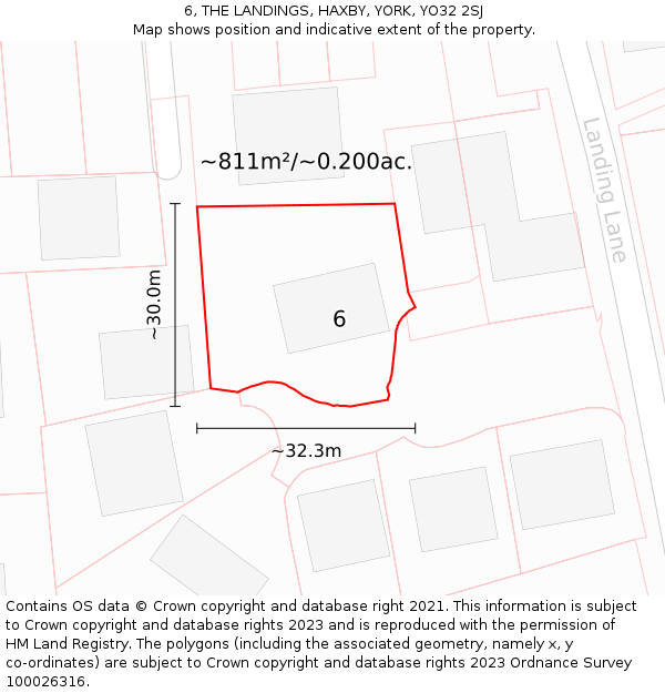 6, THE LANDINGS, HAXBY, YORK, YO32 2SJ: Plot and title map