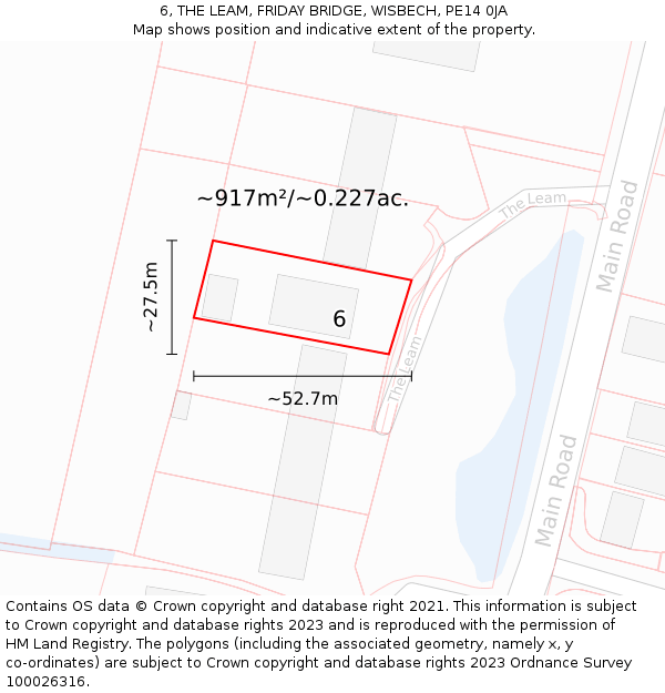 6, THE LEAM, FRIDAY BRIDGE, WISBECH, PE14 0JA: Plot and title map