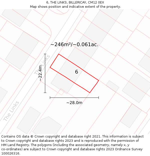 6, THE LINKS, BILLERICAY, CM12 0EX: Plot and title map