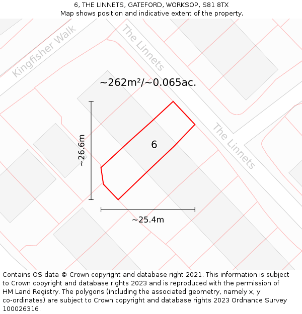 6, THE LINNETS, GATEFORD, WORKSOP, S81 8TX: Plot and title map