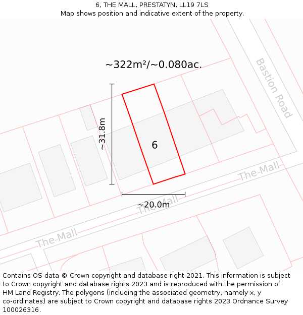 6, THE MALL, PRESTATYN, LL19 7LS: Plot and title map