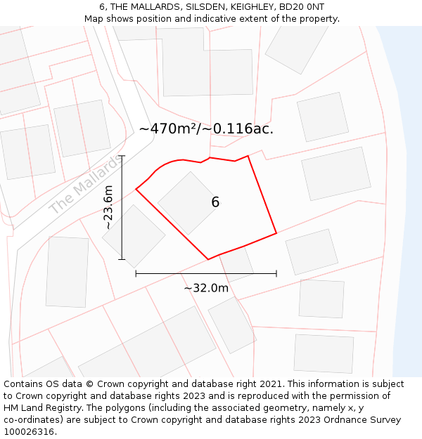6, THE MALLARDS, SILSDEN, KEIGHLEY, BD20 0NT: Plot and title map
