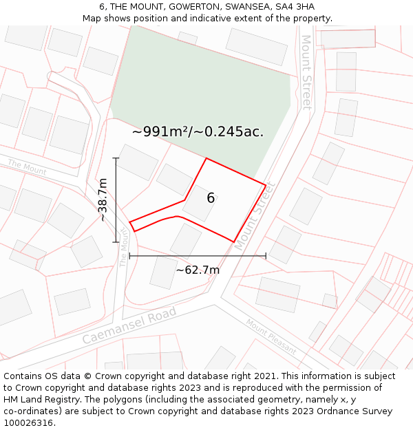 6, THE MOUNT, GOWERTON, SWANSEA, SA4 3HA: Plot and title map