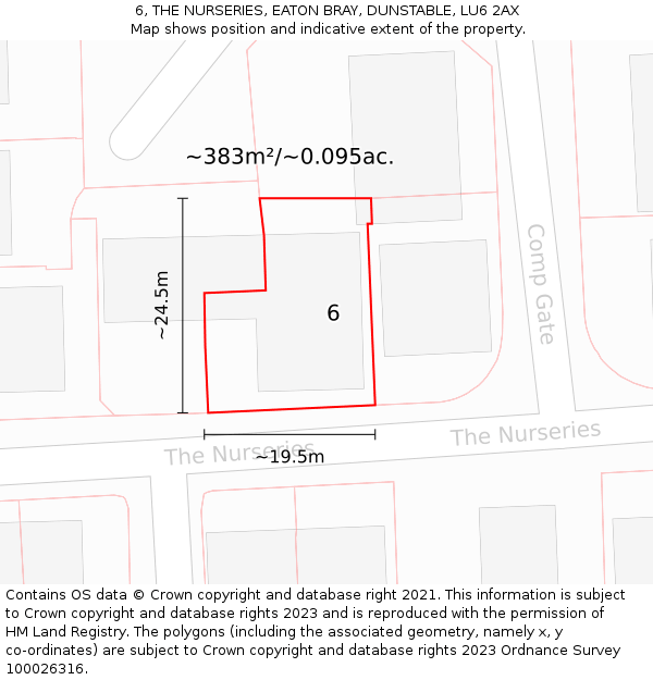 6, THE NURSERIES, EATON BRAY, DUNSTABLE, LU6 2AX: Plot and title map