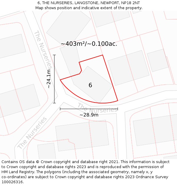 6, THE NURSERIES, LANGSTONE, NEWPORT, NP18 2NT: Plot and title map