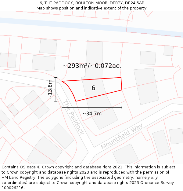 6, THE PADDOCK, BOULTON MOOR, DERBY, DE24 5AP: Plot and title map