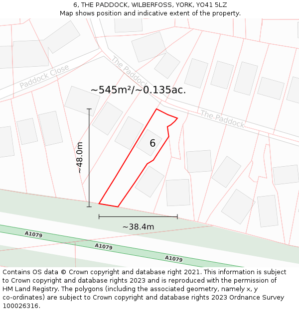 6, THE PADDOCK, WILBERFOSS, YORK, YO41 5LZ: Plot and title map
