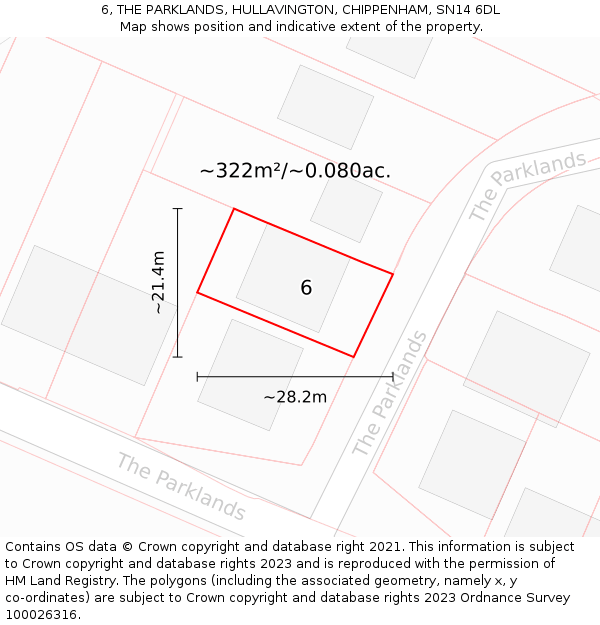 6, THE PARKLANDS, HULLAVINGTON, CHIPPENHAM, SN14 6DL: Plot and title map