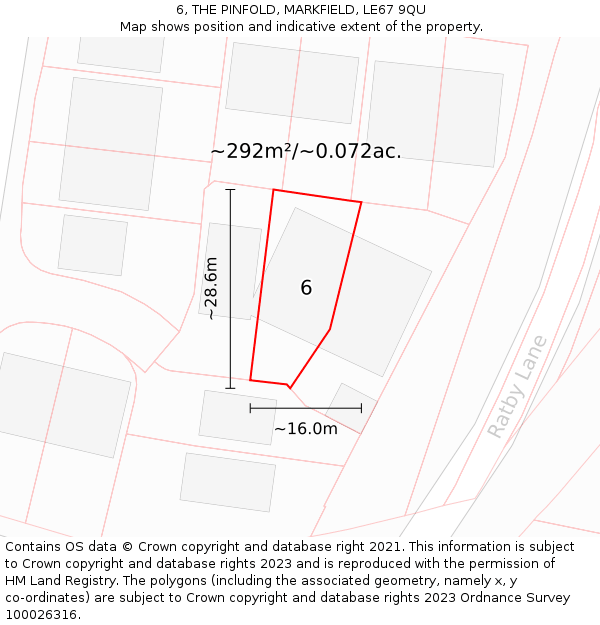 6, THE PINFOLD, MARKFIELD, LE67 9QU: Plot and title map