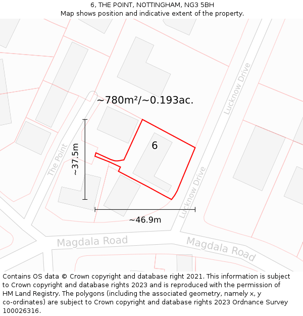 6, THE POINT, NOTTINGHAM, NG3 5BH: Plot and title map