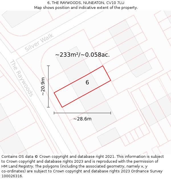 6, THE RAYWOODS, NUNEATON, CV10 7LU: Plot and title map