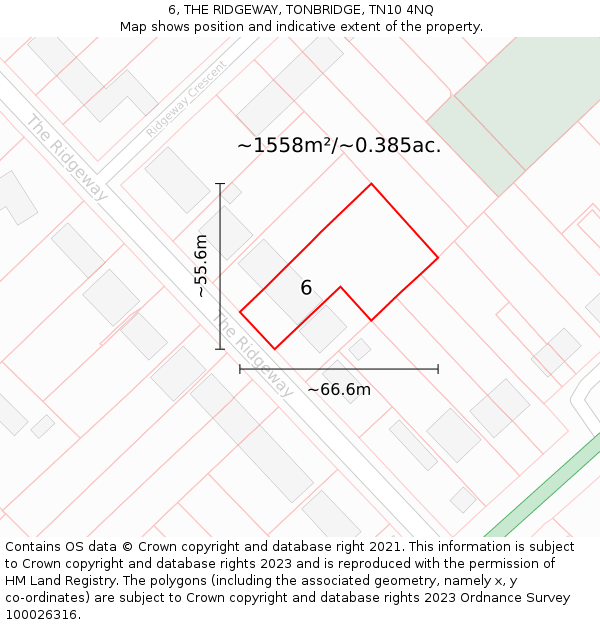 6, THE RIDGEWAY, TONBRIDGE, TN10 4NQ: Plot and title map
