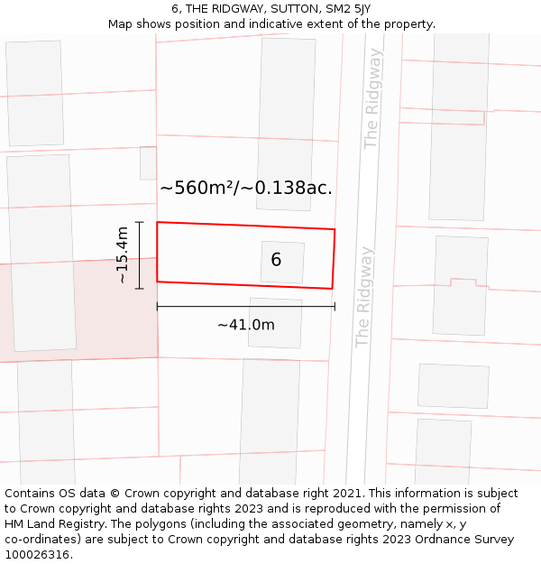 6, THE RIDGWAY, SUTTON, SM2 5JY: Plot and title map