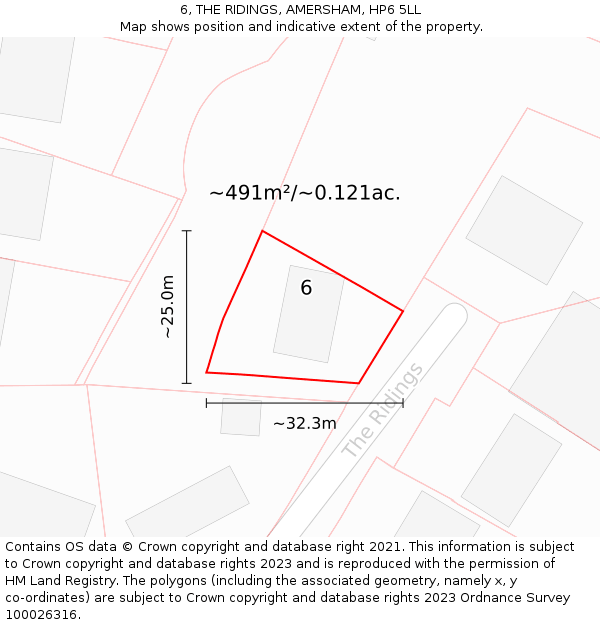 6, THE RIDINGS, AMERSHAM, HP6 5LL: Plot and title map