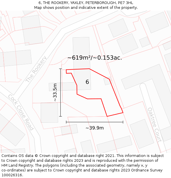 6, THE ROOKERY, YAXLEY, PETERBOROUGH, PE7 3HL: Plot and title map