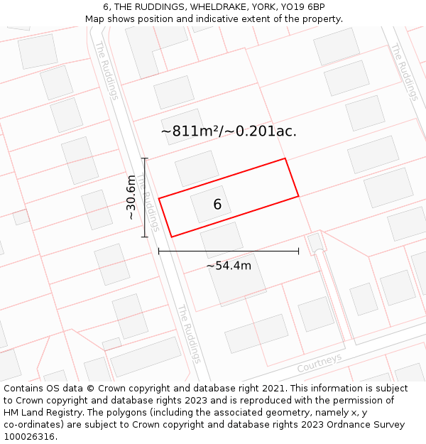 6, THE RUDDINGS, WHELDRAKE, YORK, YO19 6BP: Plot and title map