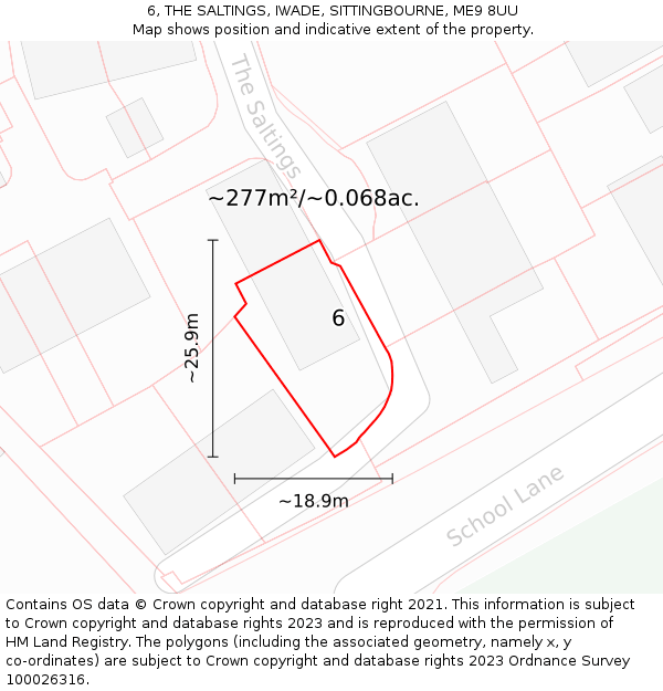 6, THE SALTINGS, IWADE, SITTINGBOURNE, ME9 8UU: Plot and title map
