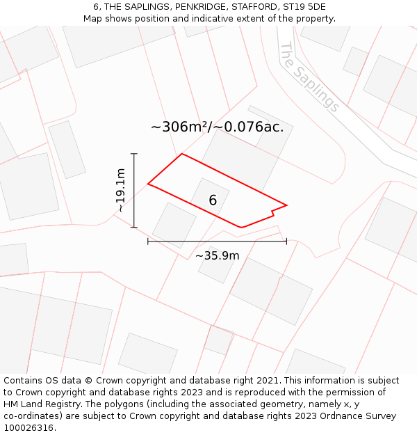 6, THE SAPLINGS, PENKRIDGE, STAFFORD, ST19 5DE: Plot and title map