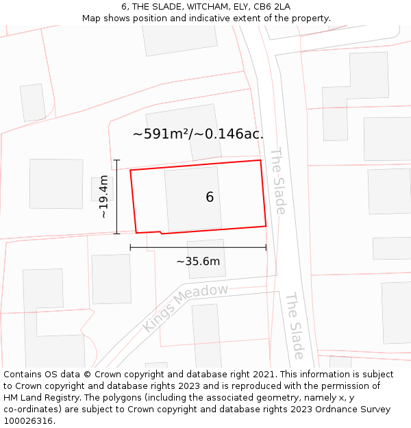 6, THE SLADE, WITCHAM, ELY, CB6 2LA: Plot and title map