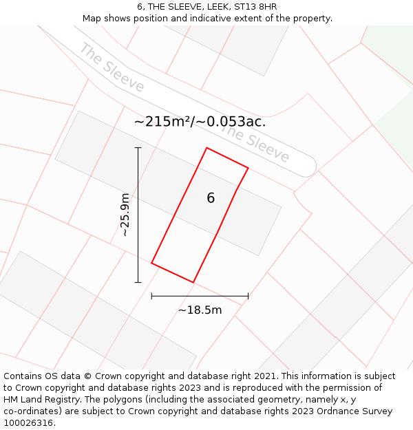 6, THE SLEEVE, LEEK, ST13 8HR: Plot and title map