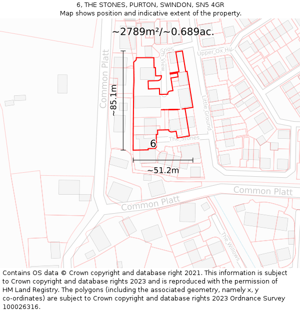 6, THE STONES, PURTON, SWINDON, SN5 4GR: Plot and title map