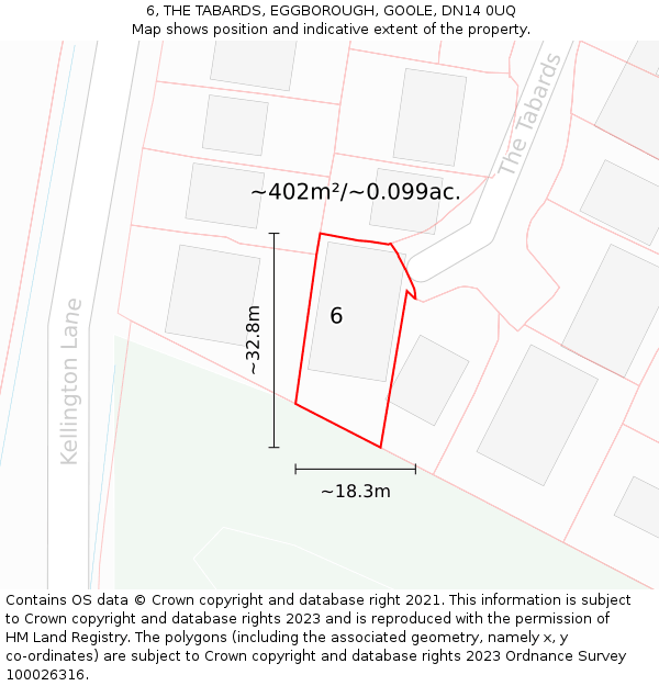 6, THE TABARDS, EGGBOROUGH, GOOLE, DN14 0UQ: Plot and title map