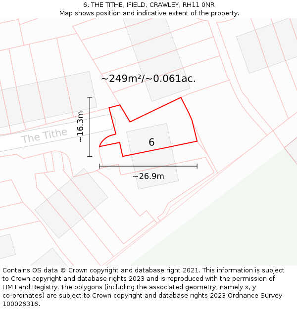 6, THE TITHE, IFIELD, CRAWLEY, RH11 0NR: Plot and title map
