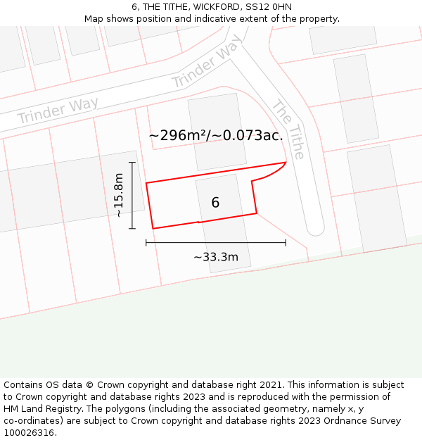 6, THE TITHE, WICKFORD, SS12 0HN: Plot and title map