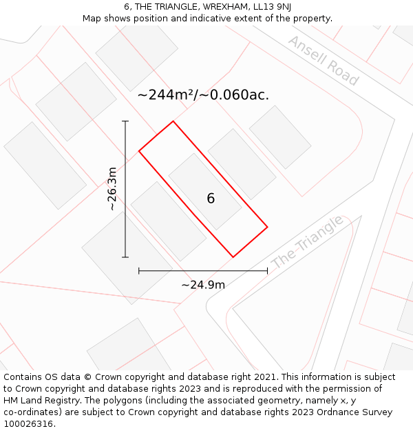 6, THE TRIANGLE, WREXHAM, LL13 9NJ: Plot and title map