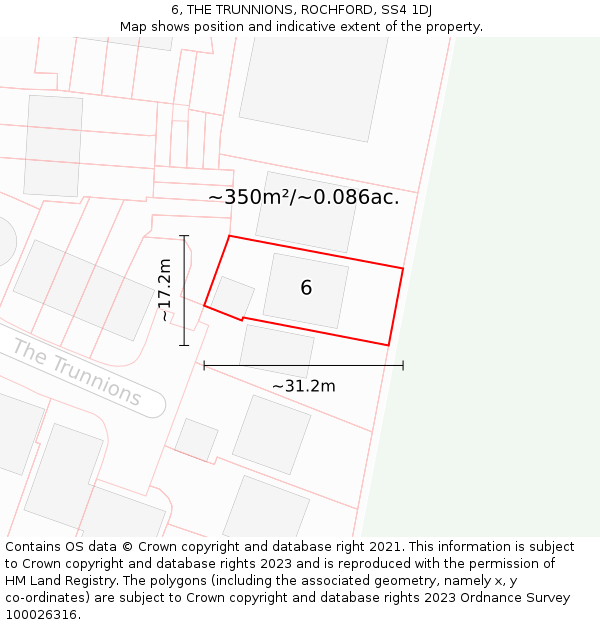 6, THE TRUNNIONS, ROCHFORD, SS4 1DJ: Plot and title map